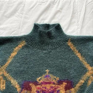 Ellen Tracy Vintage 80s‎ 90s Womens Size Small Green Mohair Wool Blend Knit Sweater Holiday thumbnail 2