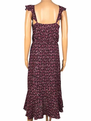 SOCIALITE Burgundy Surplice Faux-Wrap Asymmetrical Ruffle Midi Dress Small thumbnail 7