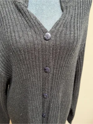 Vintage April Too! Cornell Wool Blend Long Sweater Coat Duster Jacket Dark Grey thumbnail 2