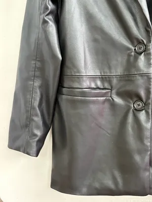 Abercrombie & Fitch Black Faux Leather Single-Breast Blazer thumbnail 4