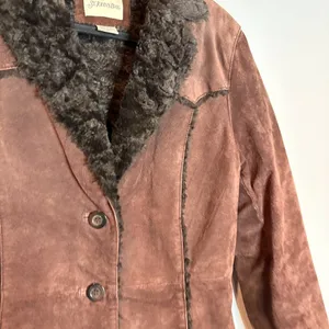 Vintage brown suede leather Penny Lane style coat thumbnail 2