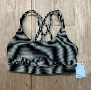 Lululemon Racerback dark green striped size 6 sports bra with removable pads thumbnail 1