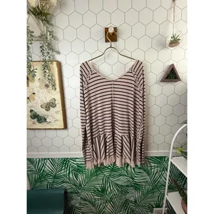We the Free Pink Striped Tunic Lightweight Long Sleeve Top - Size - Medium thumbnail 3