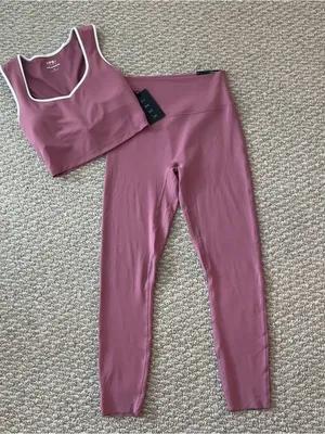 Abercrombie & Fitch Mauve Pink Leggings & Sports Bra Set thumbnail 2