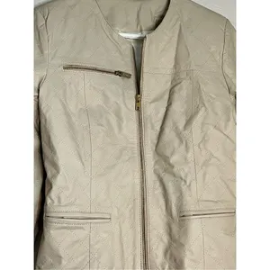 Zorro Patagonico Women cream ‎ Soft Leather Lined moto jacket M thumbnail 2