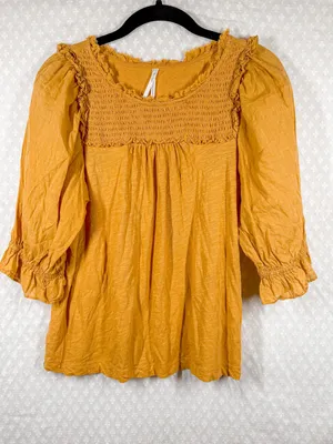 Anthropologie Orange‎ Smocked Puff Short Sleeve Top thumbnail 2
