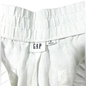 GAP Linen Blend White Pull On Drawstring Shorts thumbnail 4