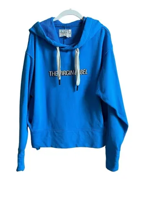 Sandrine Rose The Virgin Label 100% Cotton Blue Hooded Sweatshirt Baggy Size XS thumbnail 1