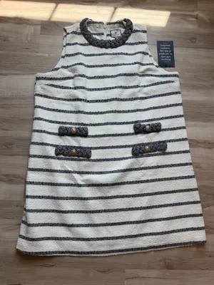 Tuckernuck Navy Stripe Tweed Sleeveless Crew Neck Jackie Mini‎ Dress Size XXXL thumbnail 1