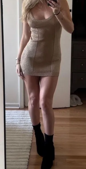 One By One Gold Knit Mini Dress thumbnail 1