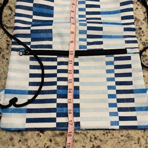 Scout Drawstring Backpack Unisex OS Blue White Geometric Stripe Cinch Bag Pocket thumbnail 6