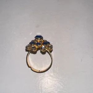✨Elegant Blue and Gold Crystal Ring thumbnail 5