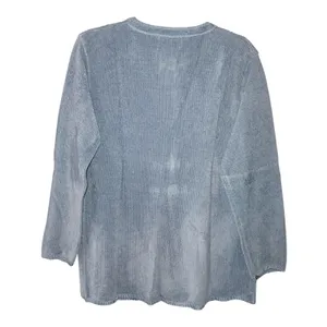 Jenny Cardigan Women XL Blue Floral Embroidered Acid Wash Vintage 90s Librarian thumbnail 2