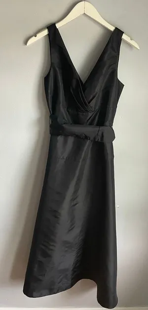 Dressbarn Collection Black Satin V-Neck Slip Dress‎ LBD Cocktail Womens 6 thumbnail 1