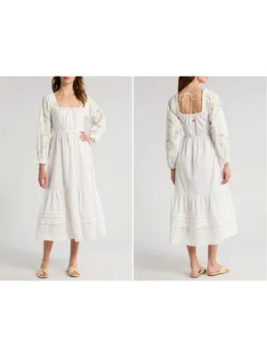 Damson Madder Junia Midi Dress in Embroidered 6 New Floral Cotton thumbnail 10