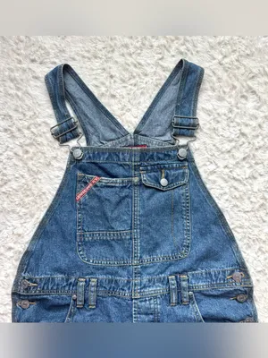 VTG 90s Y2K Union Bay Denim Overall Shorts Shortalls S Blue Jean Americana USA thumbnail 3