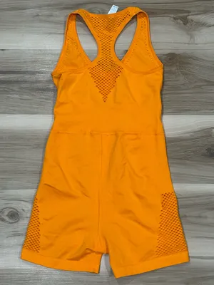 OFFLINE by Aerie Seamless Mesh Shortie Romper Orange Women’s Small thumbnail 4