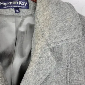 Herman Kay Womens Coat 14 Gray Wool Blend Button Front Lined Overcoat‎ Jacket thumbnail 11