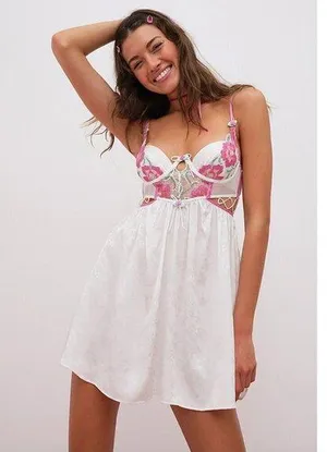 FOR LOVE & LEMONS Festival Floral Slip Dress in White Multi Size XX-Small NWT thumbnail 1