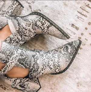 Qupid Snakeskin Western Booties thumbnail 1