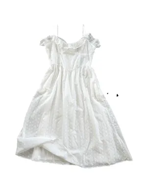White lulus lace eyelet Spaghetti-Strap Midi Dress thumbnail 3