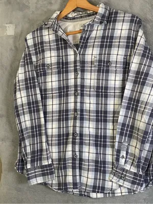 Ridgetcut toughwear women Blue and‎ White Plaid Button-Up Shirt size X Large thumbnail 1