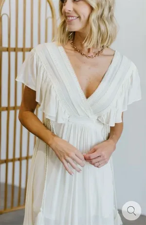 NWT BALTIC BORN IVORY JENNIFER DEEP V-NECK MAXI BOHO DRESS/Maternity SIZE SMALL thumbnail 1