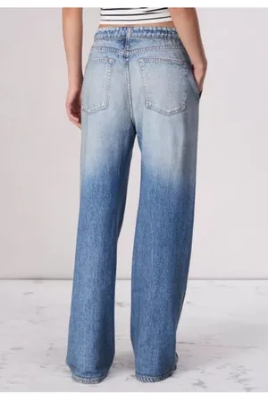 Mila Rosabella Trompe L'oeil Denim Print Sweatpants Wide Leg Pants Size Small thumbnail 2