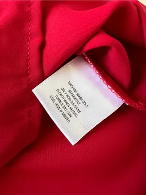 Jaclyn Smith Red Satin Ruffle Button Front 3/4 Balloon Sleeve Blouse Women’s M thumbnail 10