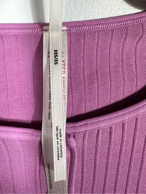 Anthropologie‎ Velvet Ribbed Cropped Cardigan Top Pink Snap Front XXS XS thumbnail 8
