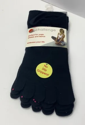 Challenge Yoga Pilates Dance Grip Socks 2 Pair Black thumbnail 1