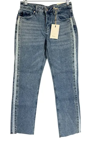 KanCan NWT Evelyn Mid Rise Slim Straight Leg Rhinestone Side Stripe Size 1/24 thumbnail 1