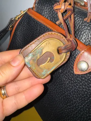Vintage Dooney & Bourke Black pebble with brown Leather cross body bag thumbnail 10