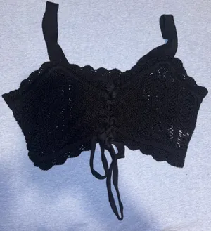 SHEIN Black Crochet Lace-Up Bralette thumbnail 1