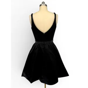 NWT Sherri‎ Hill 50495 Black Satin Fit & Flare Dress Size 4 Beaded Waist thumbnail 5