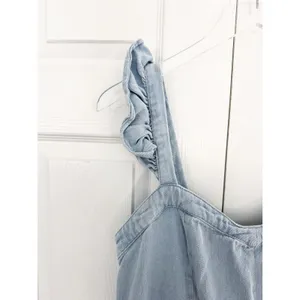 Baltic Born Madison Light Wash Denim Jumpsuit Ruffle Wide Leg Cottagecore XL thumbnail 4