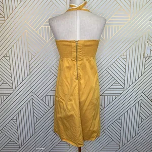 Anthropologie Floreat‎ Anchors Aweigh Dress Halter Embroidered Yellow Size 4 thumbnail 6