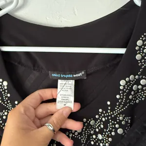 Saint‎ Tropez West Black Textured Tank M Y2K Grunge Studded Going Out Top thumbnail 4