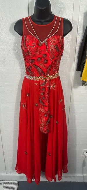 Gail McInnes Designs Red Sleeveless Dress with Detachable Skirt See Measure EUC thumbnail 1