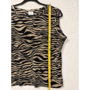 Notations Zebra‎ Animal Print Tank Top Womens Large Tan Black Ribbed Shell thumbnail 4