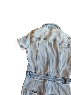 Good American Light Wash Coverall Jumpsuit Utility Sleeve Chambray Large Women's thumbnail 10