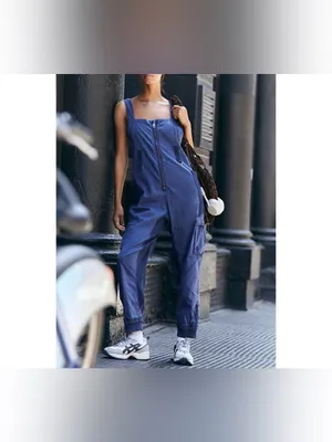 NWT Free People FP Movement Fast Track Onesie - black grape blue - size Large thumbnail 3