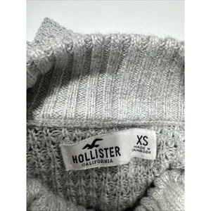 Hollister Cropped Sweater Womens XS Gray High Neck Long Sleeve Knit Pullover thumbnail 3