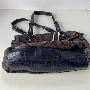 LineaR Fabric Logo Satchel Purse Purple Y2K McBling Croco Double Handle Indie thumbnail 7
