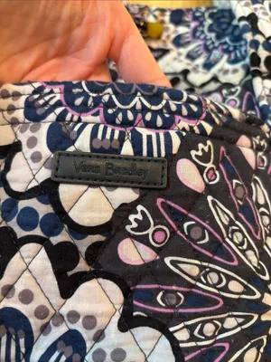 Vera Bradley Quilted Tote Purple Grey Floral Y2K thumbnail 8