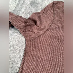 Aerie Brown Long Sleeve ribbed Henley Top medium thumbnail 9