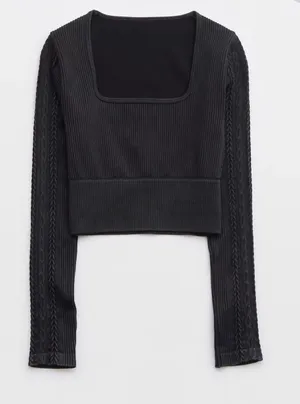 OFFLINE By Aerie Seamless Cable Square Neck T-Shirt thumbnail 1