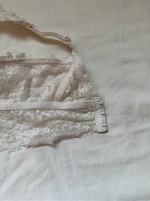 Aerie White Floral Lace Longline Bralette Lightly Lined Size L thumbnail 6