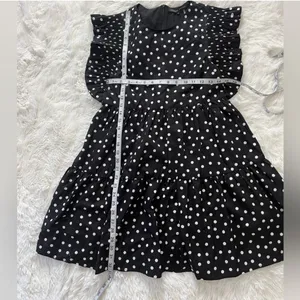 ENGLISH FACTORY Black Polka Dot Ruffle Mini Dress XS Babydoll Pockets NWT thumbnail 9