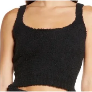 SKIMS Black Fuzzy Tank Top Vest Sleeveless Cozy Knit Size Large/X-Large thumbnail 10